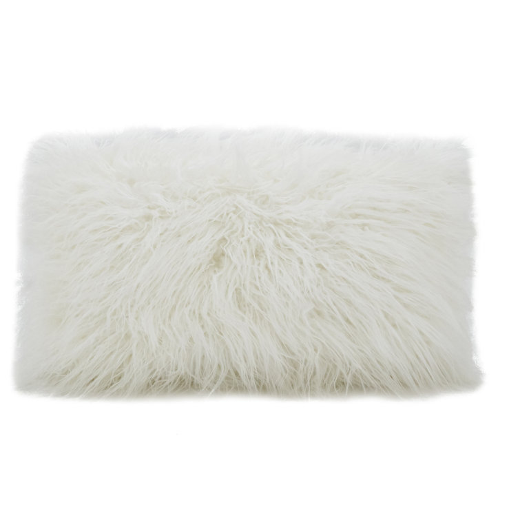 Mongolian faux fur throw pillow hot sale